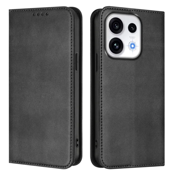 Housse Oppo Reno16 FS / 16 F Rétro Anti-RFID Fermeture Invisible Noir