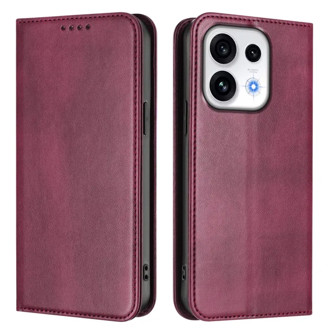 Housse Oppo Reno16 FS / 16 F Rétro Anti-RFID Fermeture Invisible Vin Rouge - photo 25