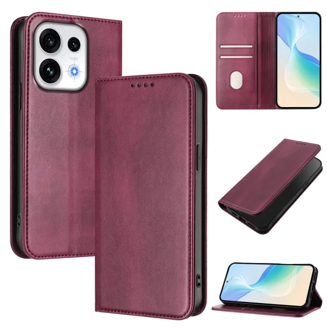 Housse Oppo Reno16 FS / 16 F Rétro Anti-RFID Fermeture Invisible Vin Rouge - photo 26