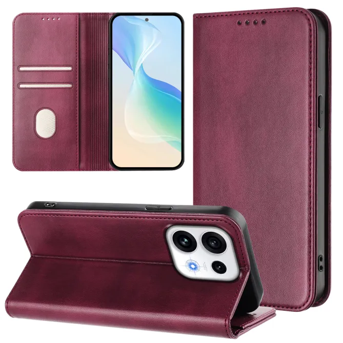 Housse Oppo Reno16 FS / 16 F Rétro Anti-RFID Fermeture Invisible Vin Rouge - photo 27