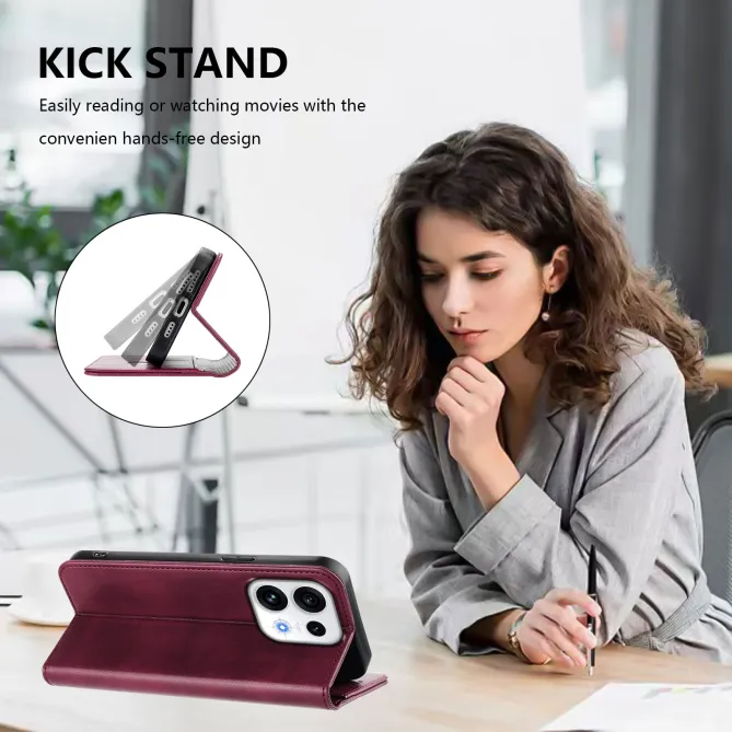 Housse Oppo Reno16 FS / 16 F Rétro Anti-RFID Fermeture Invisible Vin Rouge - photo 28