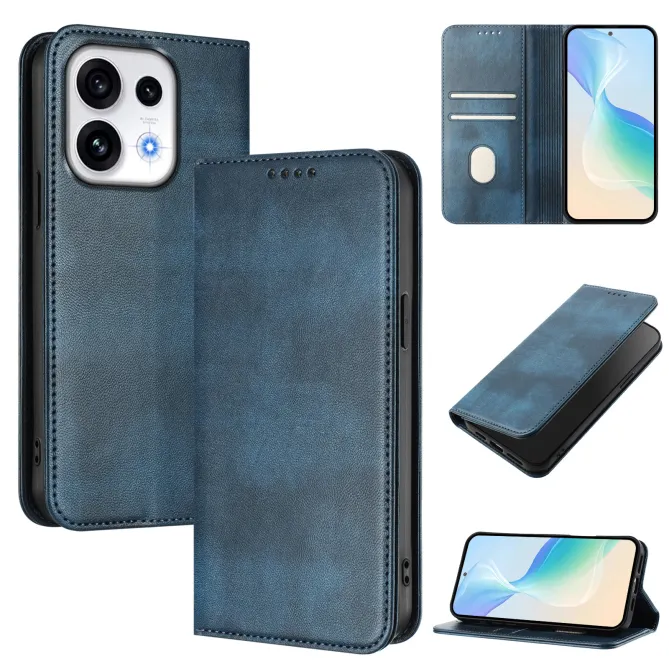 Housse Oppo Reno16 FS / 16 F Rétro Anti-RFID Fermeture Invisible Bleu Foncé - photo 38