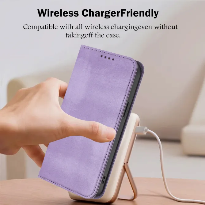 Housse Oppo Reno16 FS / 16 F Rétro Anti-RFID Fermeture Invisible Violet clair - photo 59