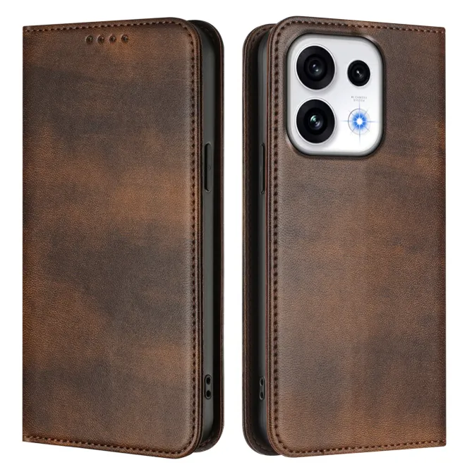 Housse Oppo Reno16 FS / 16 F Rétro Anti-RFID Fermeture Invisible Marron - photo 73