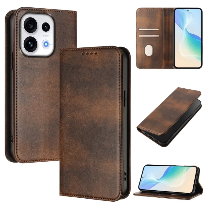 Housse Oppo Reno16 FS / 16 F Rétro Anti-RFID Fermeture Invisible Marron - photo 74