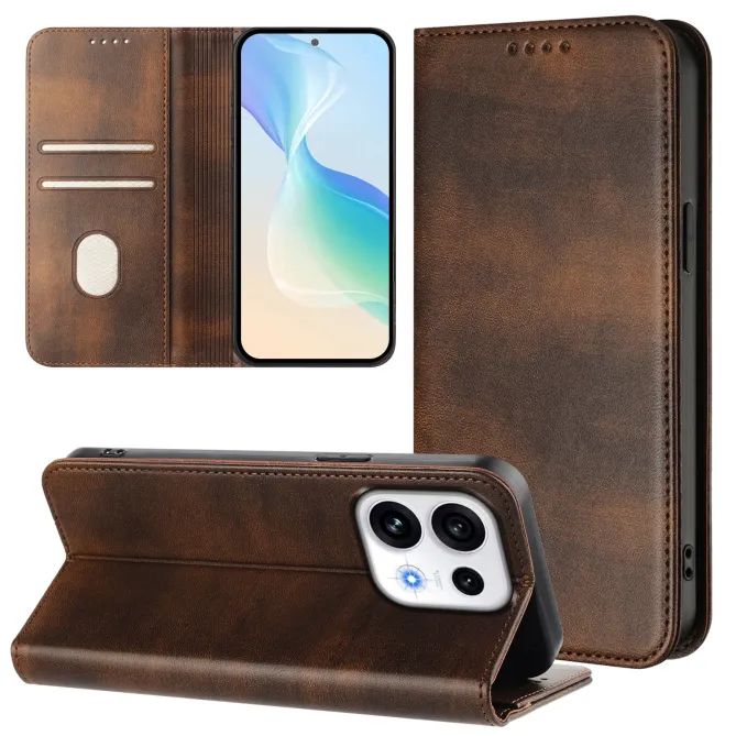 Housse Oppo Reno16 FS / 16 F Rétro Anti-RFID Fermeture Invisible Marron - photo 75