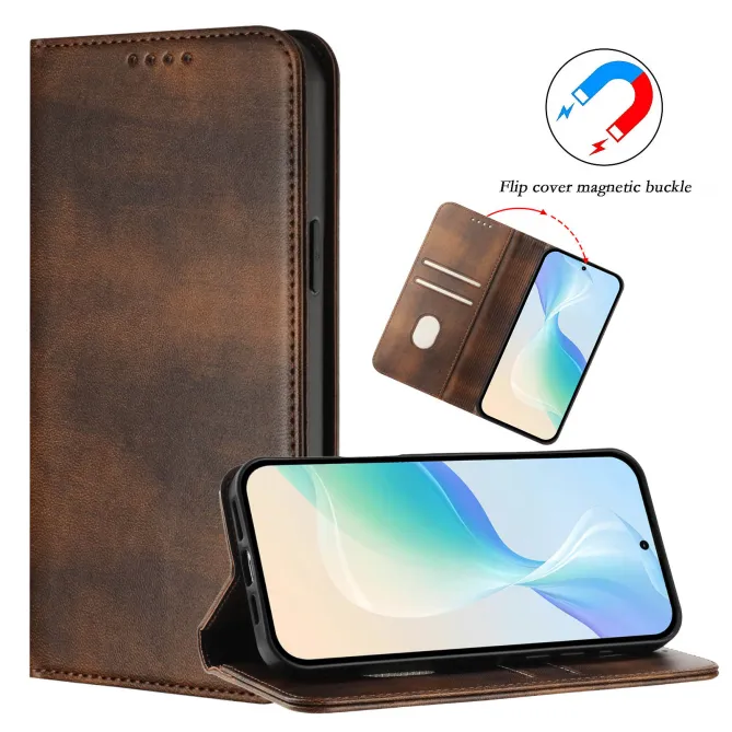 Housse Oppo Reno16 FS / 16 F Rétro Anti-RFID Fermeture Invisible Marron - photo 78