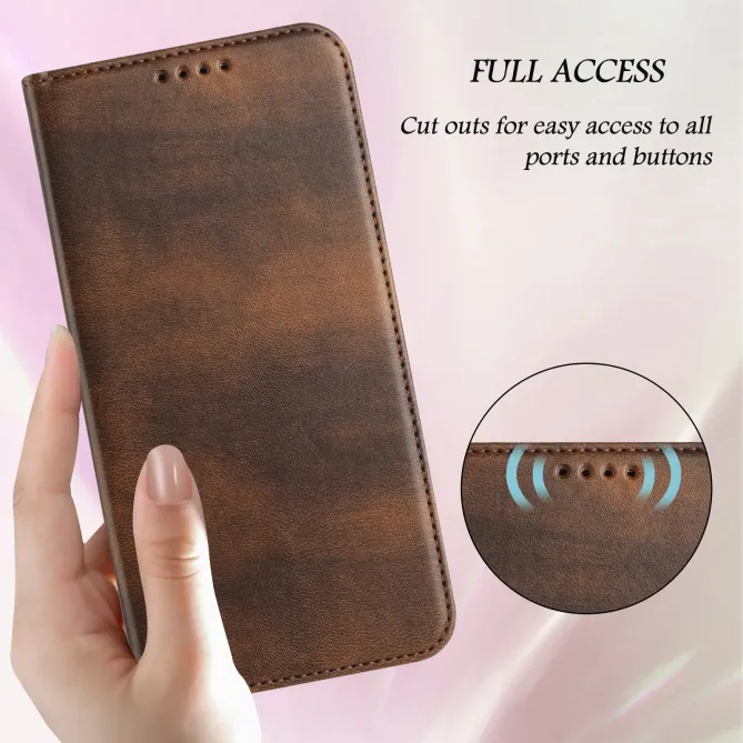 Housse Oppo Reno16 FS / 16 F Rétro Anti-RFID Fermeture Invisible Marron - photo 82