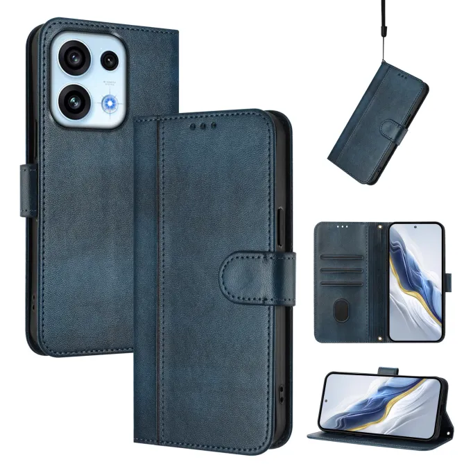 Housse Oppo Reno16 FS / 16 F Portefeuille Cordon de Transport Bleu Foncé