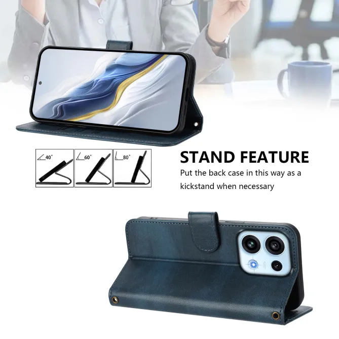 Housse Oppo Reno16 FS / 16 F Portefeuille Cordon de Transport Bleu Foncé - photo 4