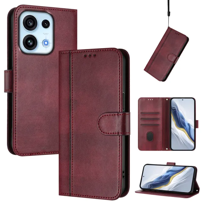 Housse Oppo Reno16 FS / 16 F Portefeuille Cordon de Transport Vin Rouge - photo 31