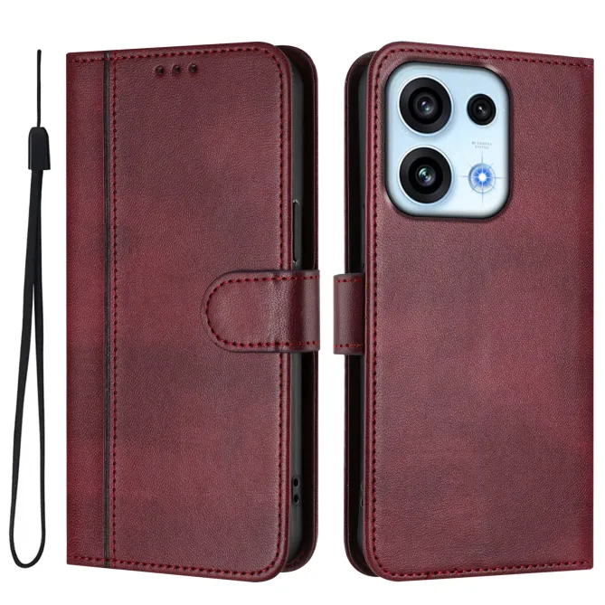 Housse Oppo Reno16 FS / 16 F Portefeuille Cordon de Transport Vin Rouge - photo 32