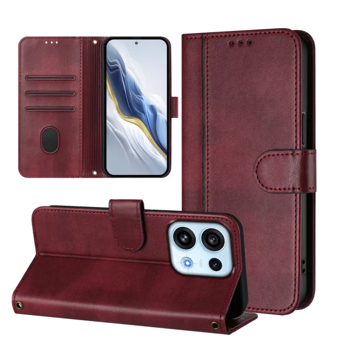 Housse Oppo Reno16 FS / 16 F Portefeuille Cordon de Transport Vin Rouge - photo 33