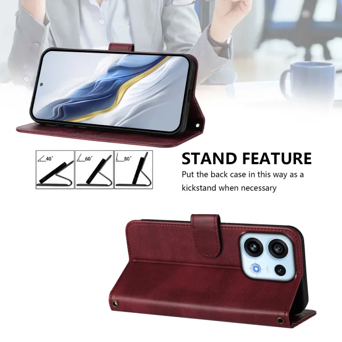 Housse Oppo Reno16 FS / 16 F Portefeuille Cordon de Transport Vin Rouge - photo 34