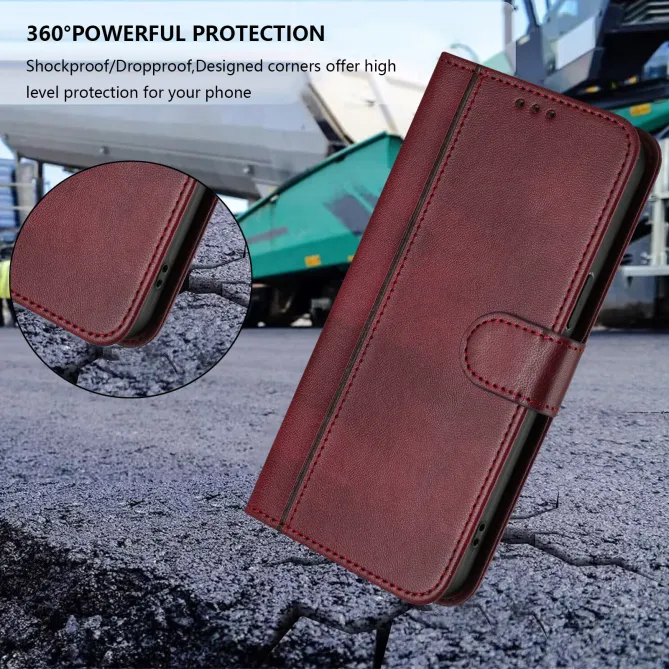 Housse Oppo Reno16 FS / 16 F Portefeuille Cordon de Transport Vin Rouge - photo 39