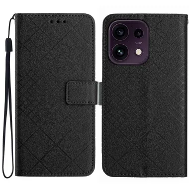 Housse OPPO Reno16 F/FS Folio Losange Embossé Porte-Cartes Noir