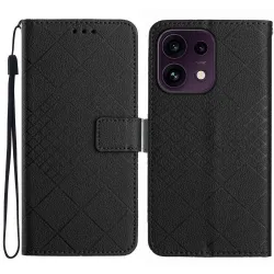 Housse OPPO Reno16 F/FS Folio Losange Embossé Porte-Cartes Noir