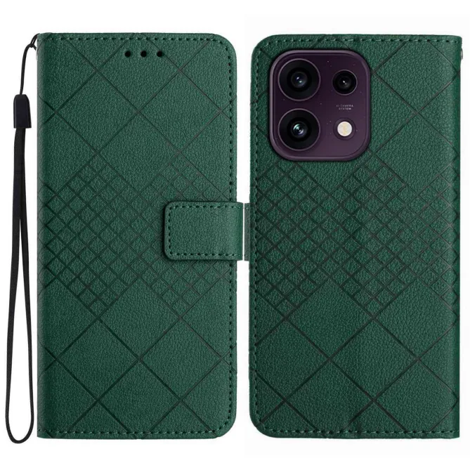 Housse OPPO Reno16 F/FS Folio Losange Embossé Porte-Cartes Vert foncé - photo 15