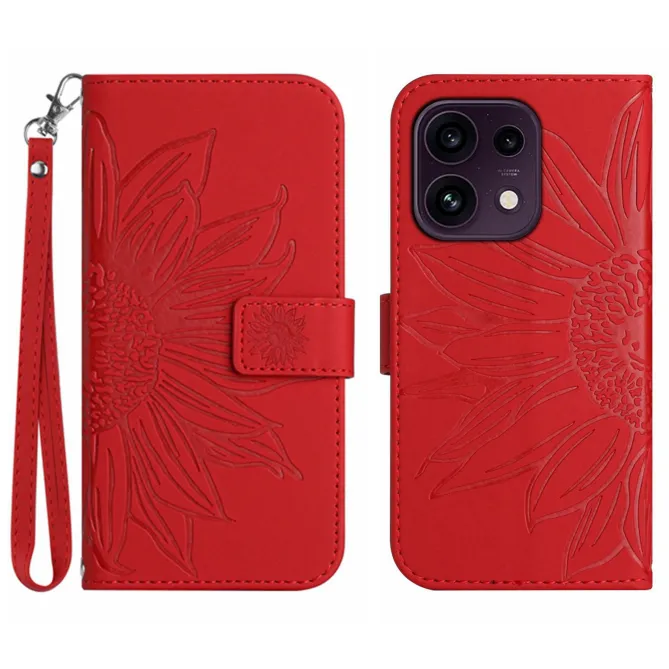 Housse OPPO Reno16 F/FS à Tournesol Embossé avec Porte-Cartes Rouge - photo 8