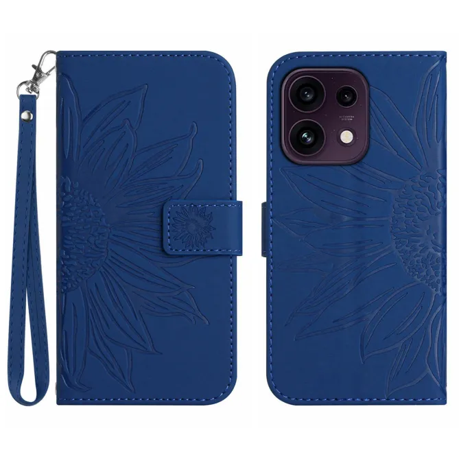 Housse OPPO Reno16 F/FS à Tournesol Embossé avec Porte-Cartes Bleu marine - photo 36