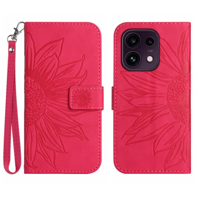 Housse OPPO Reno16 F/FS à Tournesol Embossé avec Porte-Cartes Rose Doré - photo 43
