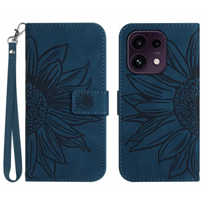 Housse OPPO Reno16 F/FS à Tournesol Embossé avec Porte-Cartes Bleu Foncé - photo 57