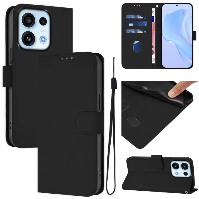 Housse OPPO Reno16 F/FS Sobre avec Rangement Cartes et Cordon Noir - photo 2