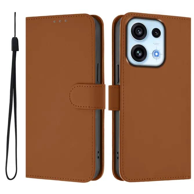 Housse OPPO Reno16 F/FS Sobre avec Rangement Cartes et Cordon Marron - photo 8