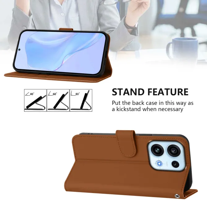 Housse OPPO Reno16 F/FS Sobre avec Rangement Cartes et Cordon Marron - photo 10