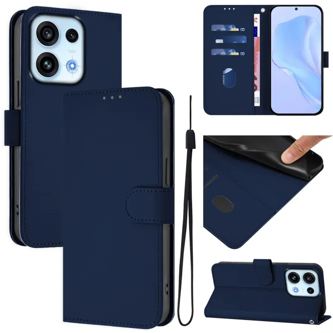 Housse OPPO Reno16 F/FS Sobre avec Rangement Cartes et Cordon Bleu Foncé - photo 43