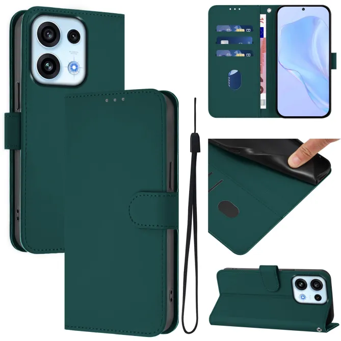 Housse OPPO Reno16 F/FS Sobre avec Rangement Cartes et Cordon Vert foncé - photo 64