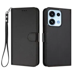 Housse OPPO Reno16 F/FS Classique à Surpiqûres Contrastées Noir