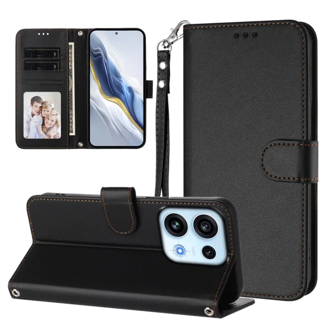 Housse OPPO Reno16 F/FS Classique à Surpiqûres Contrastées Noir - photo 3