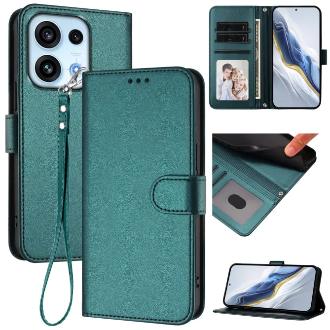 Housse OPPO Reno16 F/FS Classique à Surpiqûres Contrastées Bleu Paon - photo 11