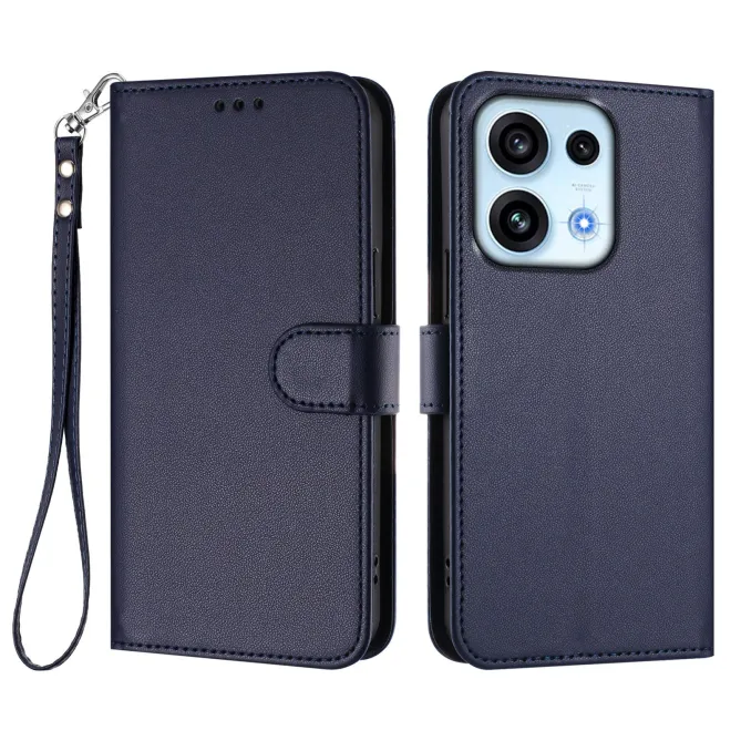 Housse OPPO Reno16 F/FS Classique à Surpiqûres Contrastées Bleu Foncé - photo 19