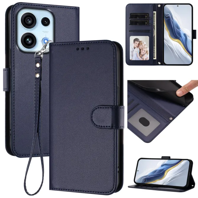 Housse OPPO Reno16 F/FS Classique à Surpiqûres Contrastées Bleu Foncé - photo 20
