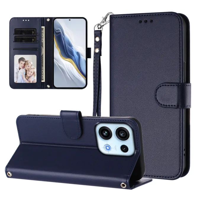 Housse OPPO Reno16 F/FS Classique à Surpiqûres Contrastées Bleu Foncé - photo 21