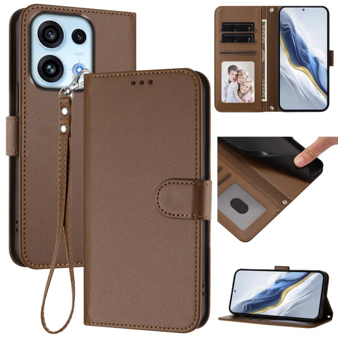 Housse OPPO Reno16 F/FS Classique à Surpiqûres Contrastées Marron - photo 29