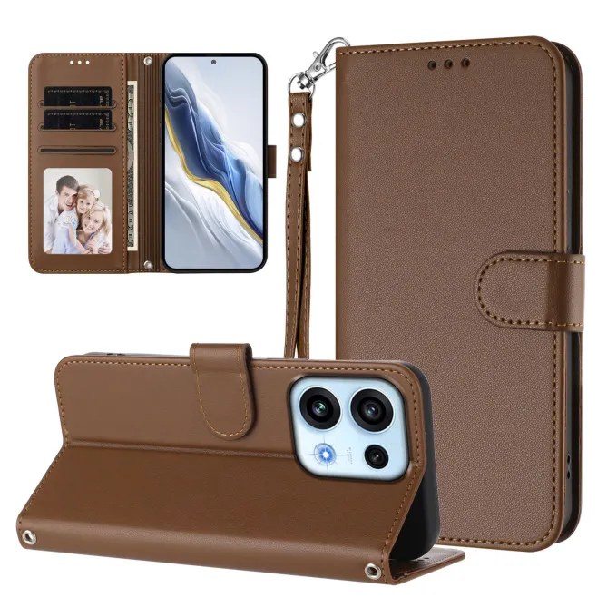 Housse OPPO Reno16 F/FS Classique à Surpiqûres Contrastées Marron - photo 30