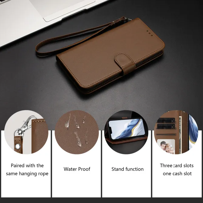 Housse OPPO Reno16 F/FS Classique à Surpiqûres Contrastées Marron - photo 33