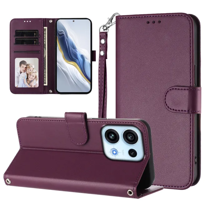 Housse OPPO Reno16 F/FS Classique à Surpiqûres Contrastées Vin Rouge - photo 39