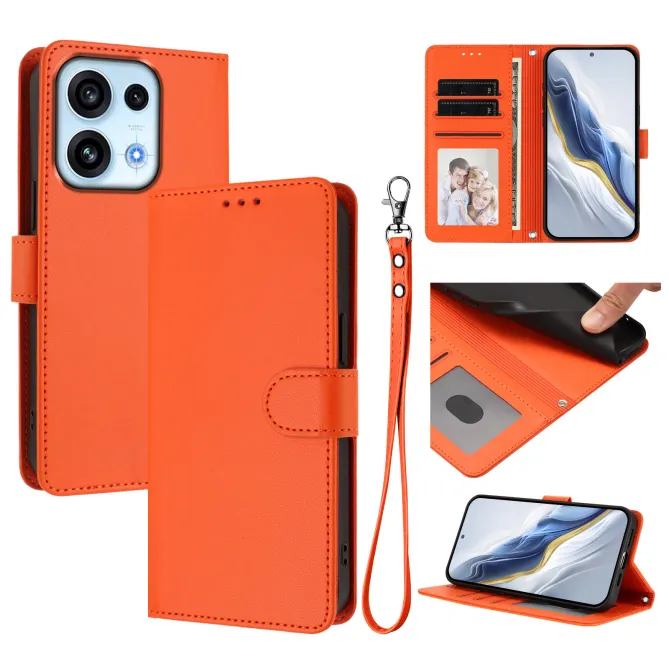 Housse OPPO Reno16 F/FS Classique à Surpiqûres Contrastées Orange - photo 55