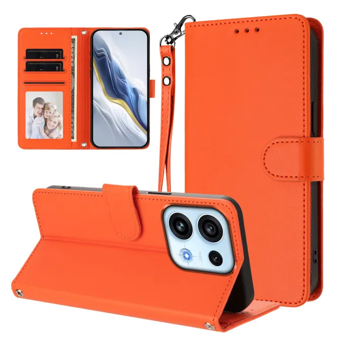 Housse OPPO Reno16 F/FS Classique à Surpiqûres Contrastées Orange - photo 56