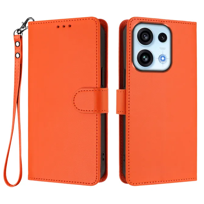 Housse OPPO Reno16 F/FS Classique à Surpiqûres Contrastées Orange - photo 57