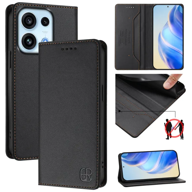 Housse OPPO Reno16 F/FS Fine à Fermeture Aimantée Anti-RFID Noir - photo 2