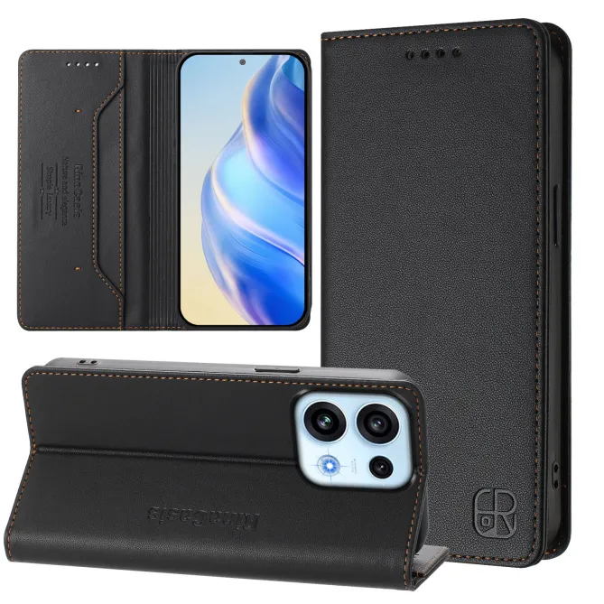 Housse OPPO Reno16 F/FS Fine à Fermeture Aimantée Anti-RFID Noir - photo 3