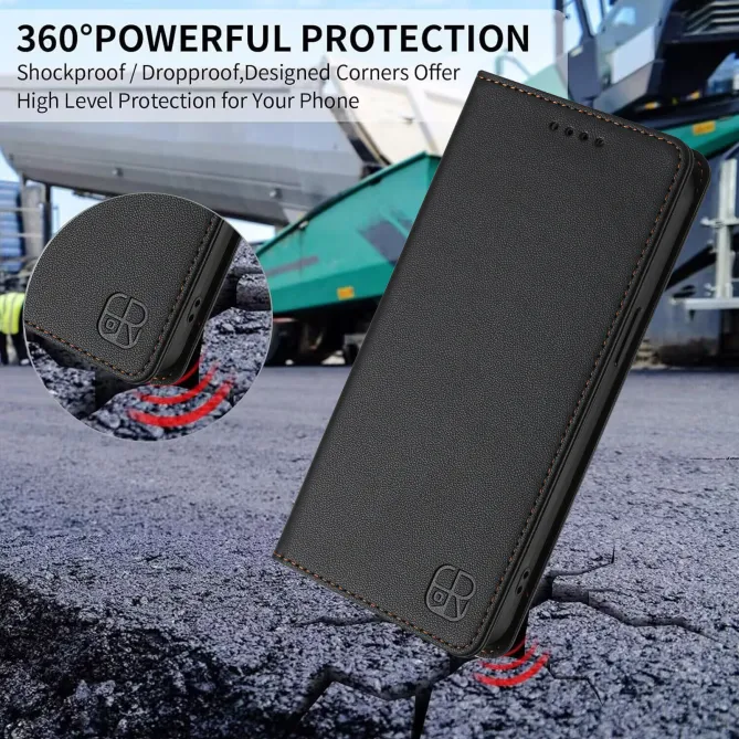 Housse OPPO Reno16 F/FS Fine à Fermeture Aimantée Anti-RFID Noir - photo 9
