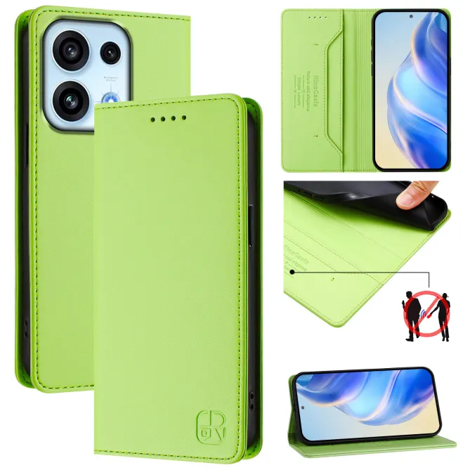 Housse OPPO Reno16 F/FS Fine à Fermeture Aimantée Anti-RFID Vert anis - photo 14