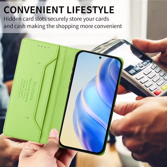 Housse OPPO Reno16 F/FS Fine à Fermeture Aimantée Anti-RFID Vert anis - photo 24