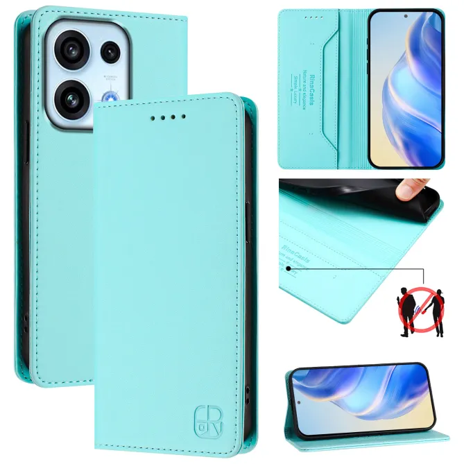 Housse OPPO Reno16 F/FS Fine à Fermeture Aimantée Anti-RFID Cyan - photo 38